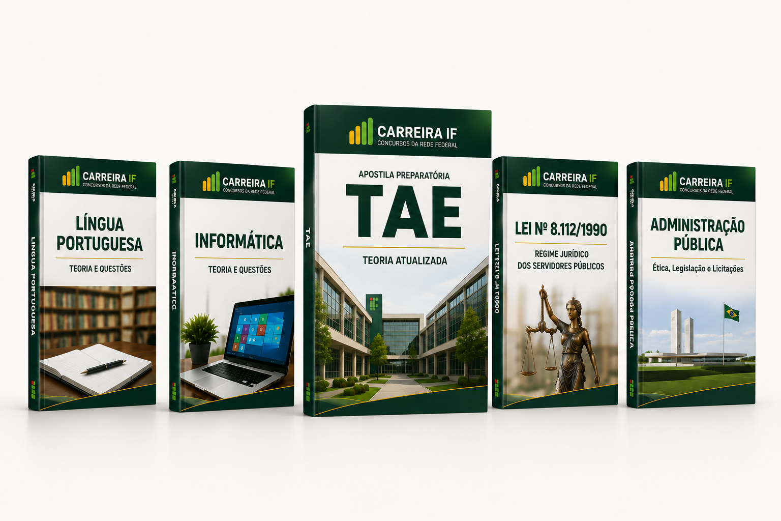 Materiais incluídos: TAE, Língua Portuguesa, Informática, Raciocínio Lógico, Lei nº 8.112/1990, Administração Pública