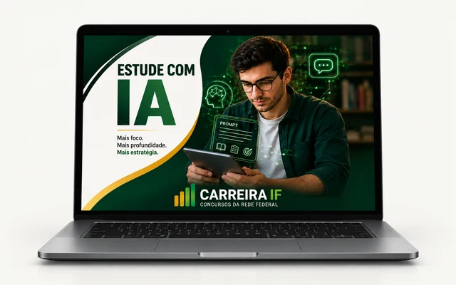 Mockup promocional oficial Estude com IA CarreiraIF em um laptop