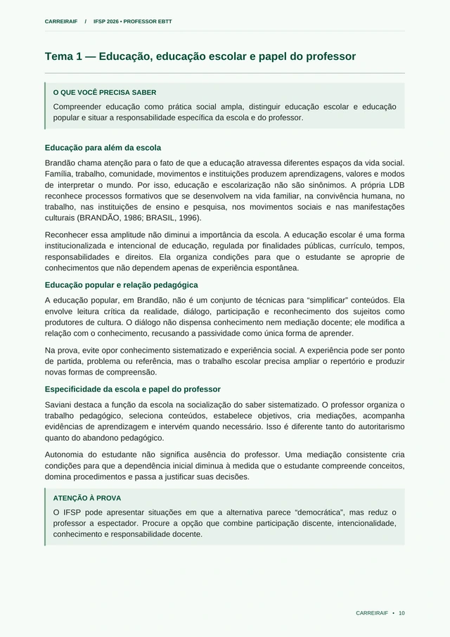 Página 10 do PDF IFSP 2026 — Teoria: entenda antes de memorizar