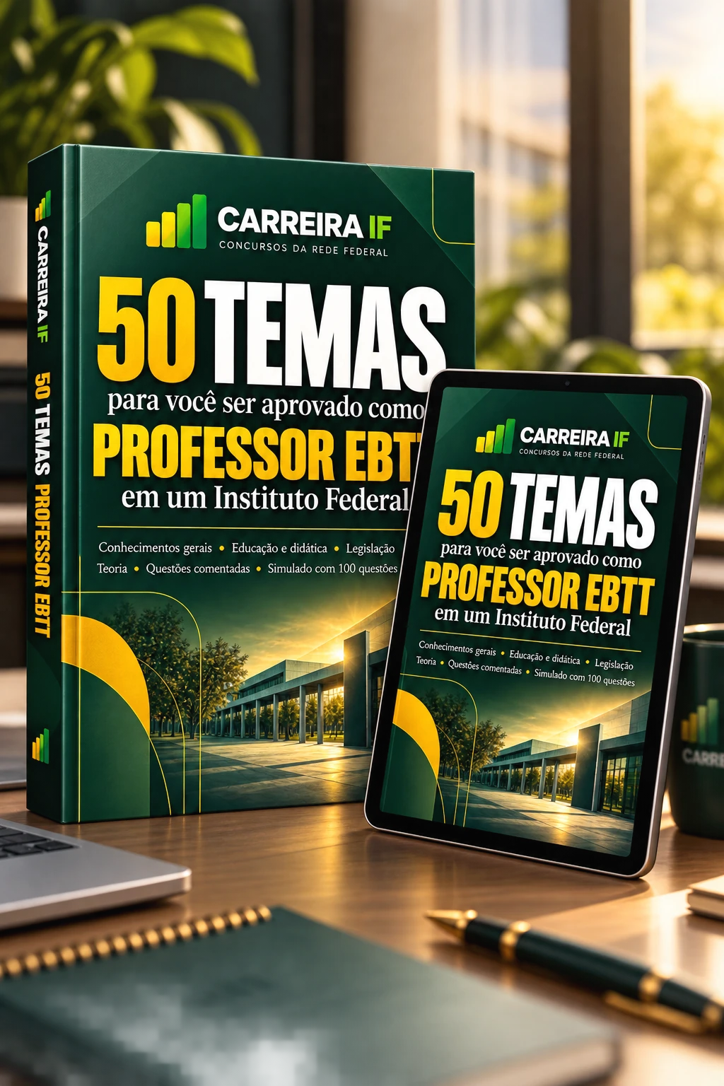 Composição original do livro 50 Temas Professor EBTT com tablet