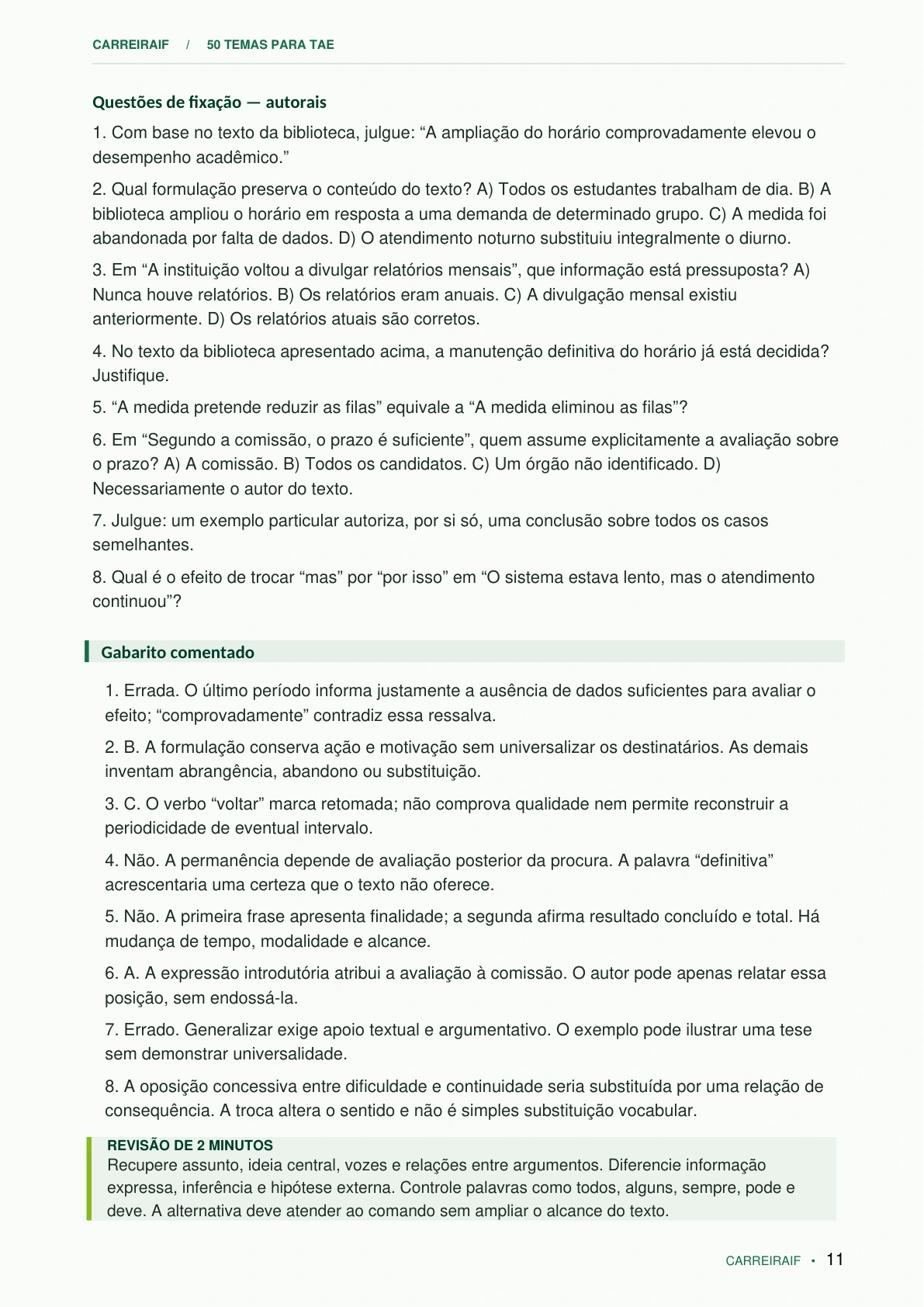 Página 11 do 50 Temas TAE: Pratique e revise