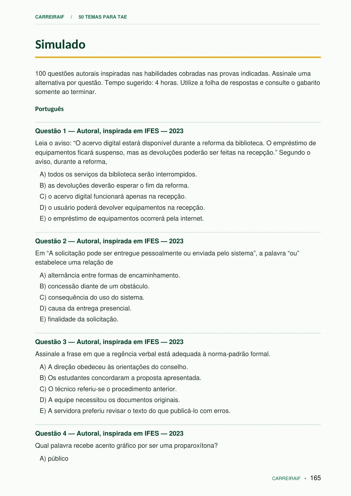 Página 165 do 50 Temas TAE: Teste sua preparação